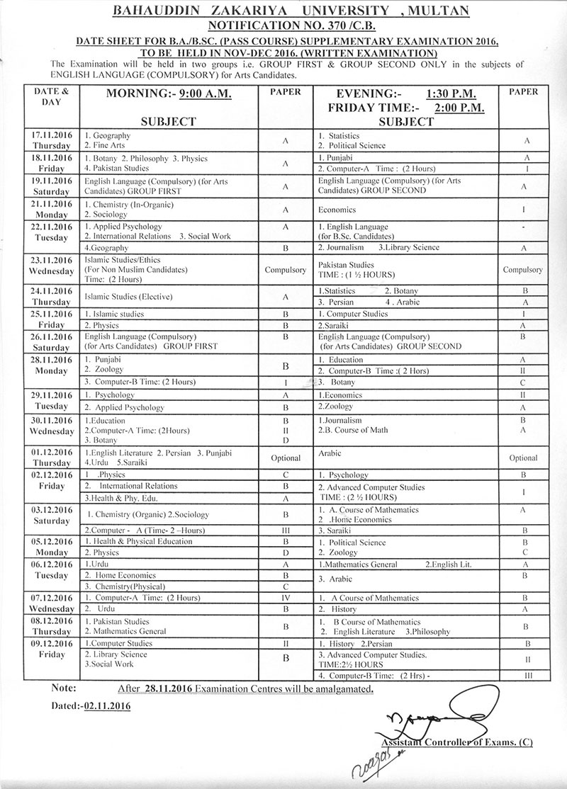 date sheet for day bzu multan ba date sheet 2017 date sheet for day bzu multan ba date sheet 2017