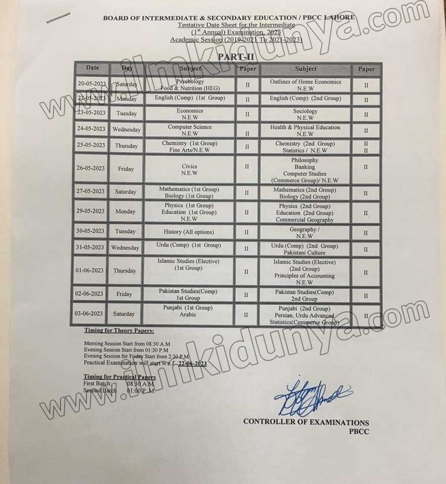 11 Class Result 2024 Lahore Board Date Addia Anselma